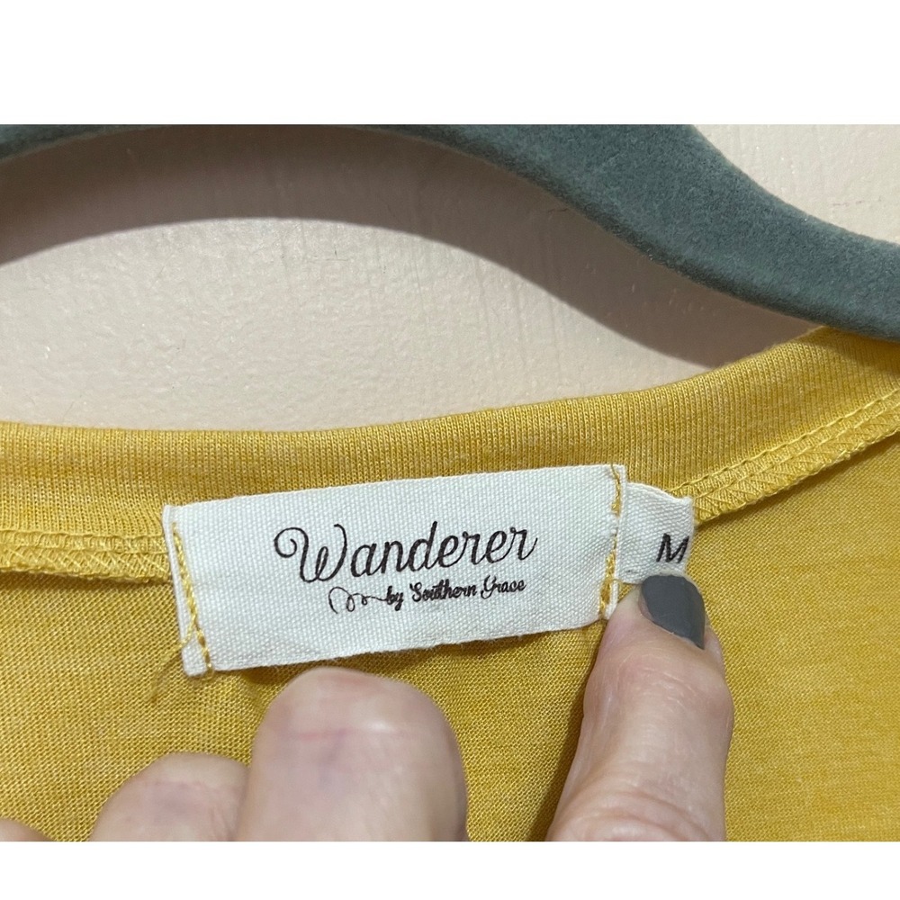 Wanderer by Southern Grace Mustard Yellow Cactus T-Shirt Western Cowgirl Boho M - Picture 5 of 9